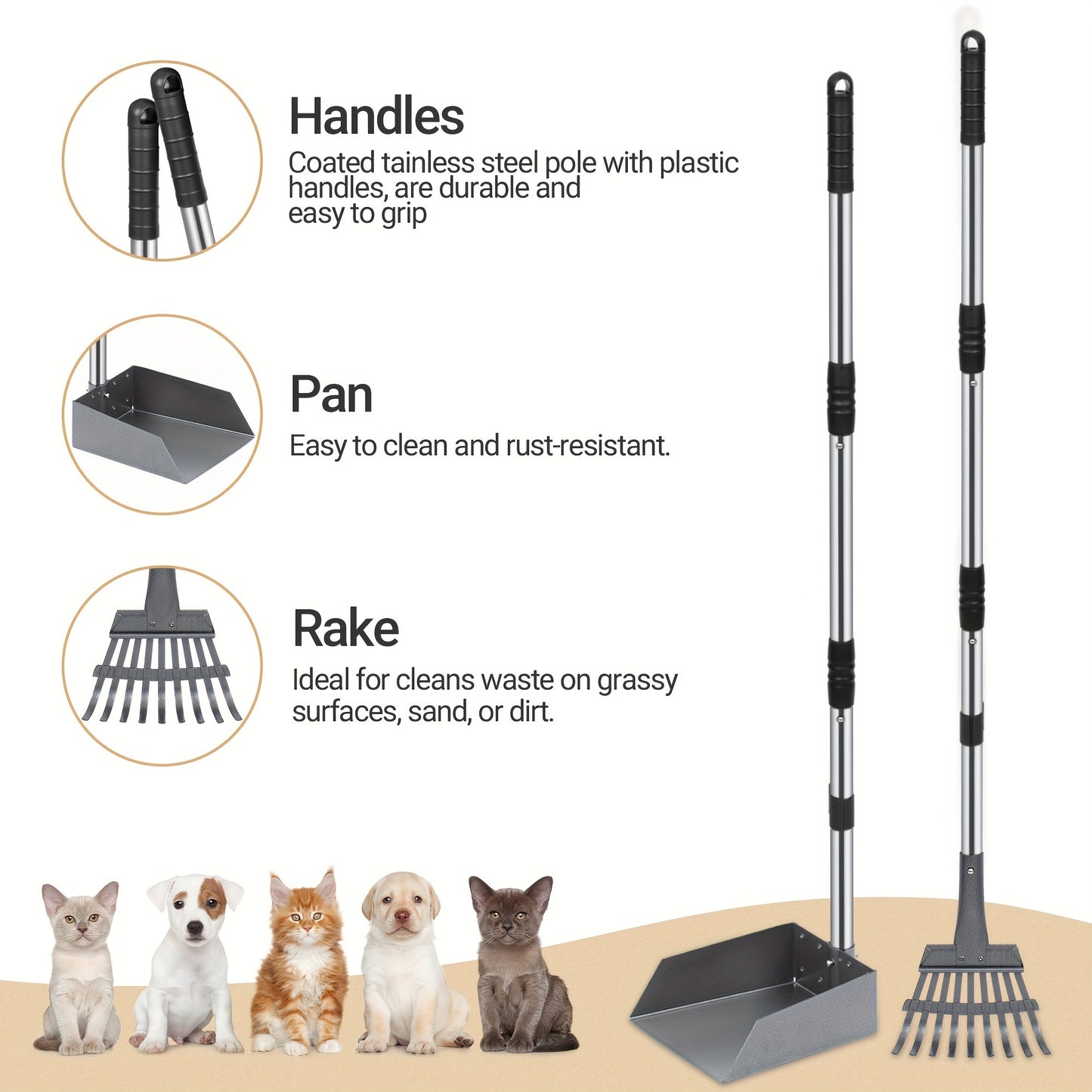 Stainless Steel Dog Pooper Scooper Set